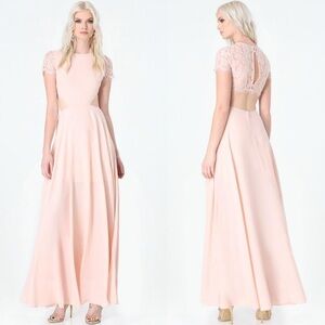 Bebe Lace Back Cutout Gown Pale Pink size 0